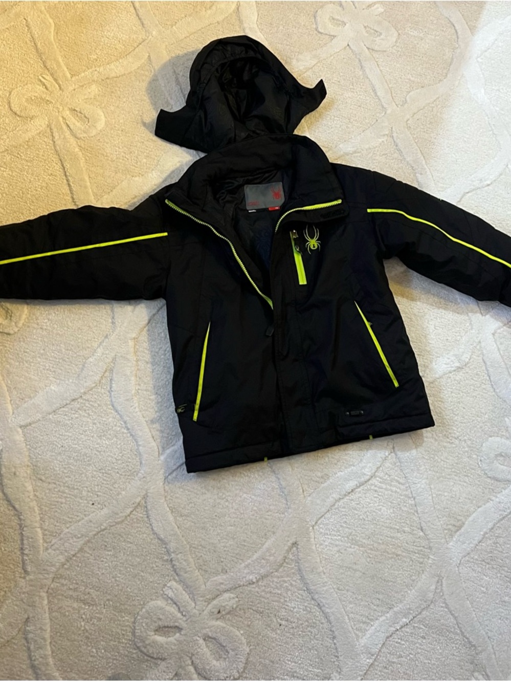 Spyder Kids Black Jacket with Neon Yellow Trim